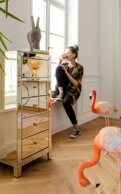 KARE Design Senkit|Olohuone*Luxury Pearl Korkea Lipasto, 5 Laatikkoa, Peililasia