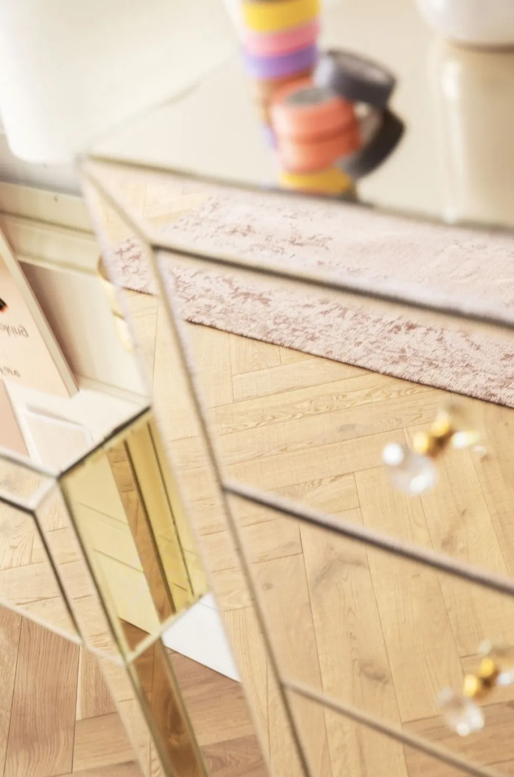 KARE Design Senkit|Olohuone*Luxury Pearl Korkea Lipasto, 5 Laatikkoa, Peililasia