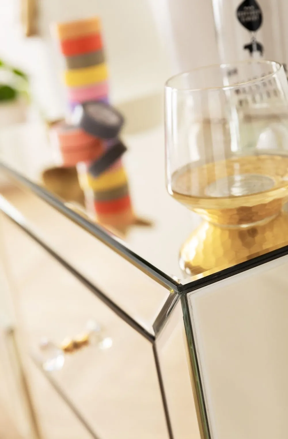 KARE Design Senkit|Olohuone*Luxury Pearl Korkea Lipasto, 5 Laatikkoa, Peililasia