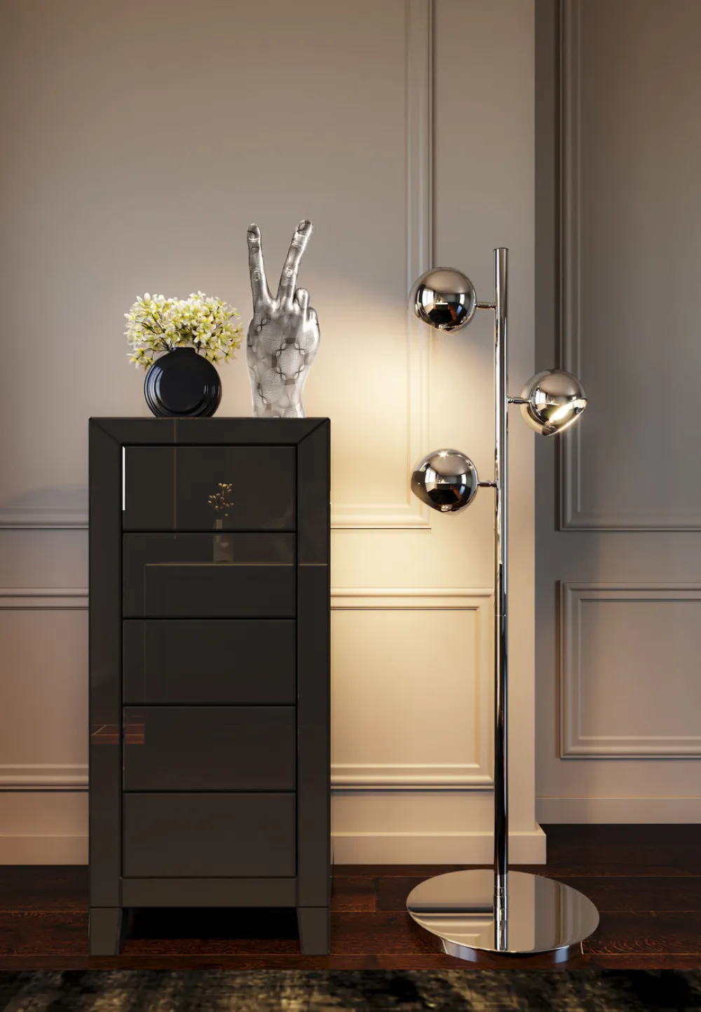 KARE Design Senkit|Lipastot*Luxury Push Korkea Lipasto 5 Laatikkoa, Harmaa