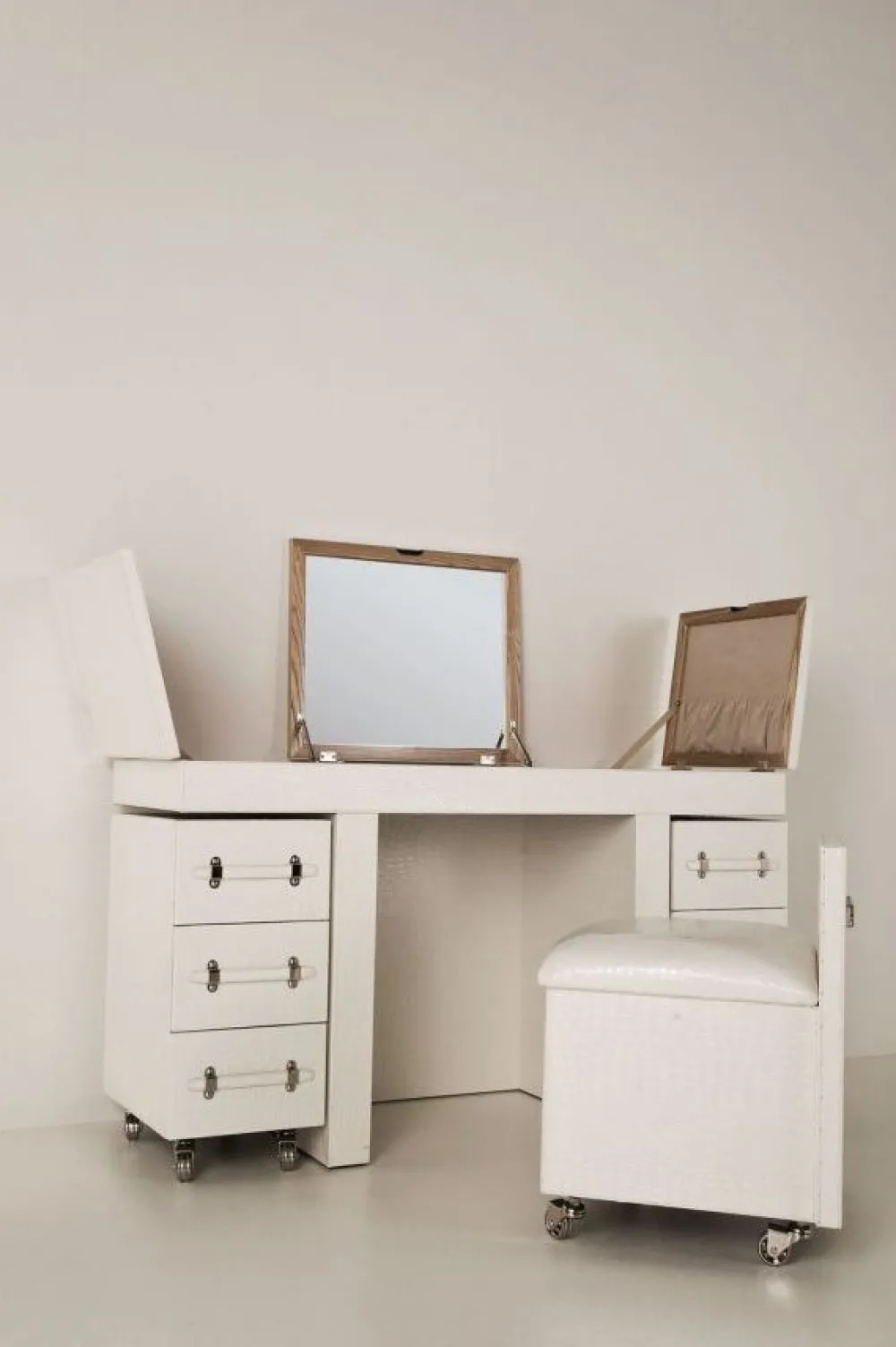 KARE Design Konsolipöydät Ja Sivupöydät*Make Up Combination Diva Croco Meikkipöytä, Valkoinen