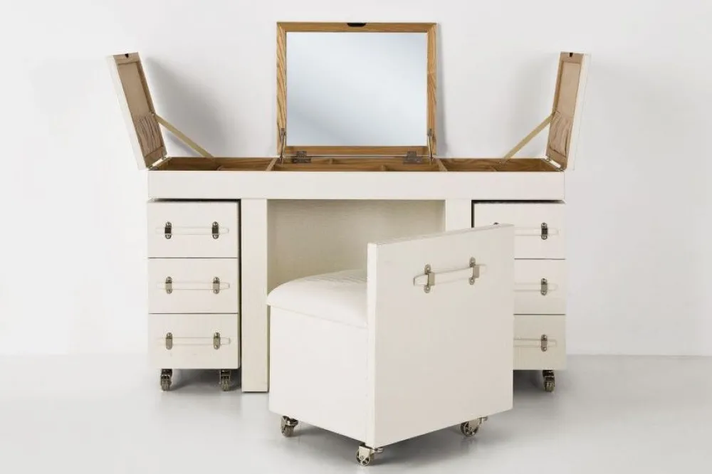 KARE Design Konsolipöydät Ja Sivupöydät*Make Up Combination Diva Croco Meikkipöytä, Valkoinen