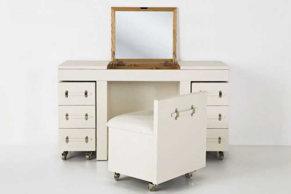 KARE Design Konsolipöydät Ja Sivupöydät*Make Up Combination Diva Croco Meikkipöytä, Valkoinen