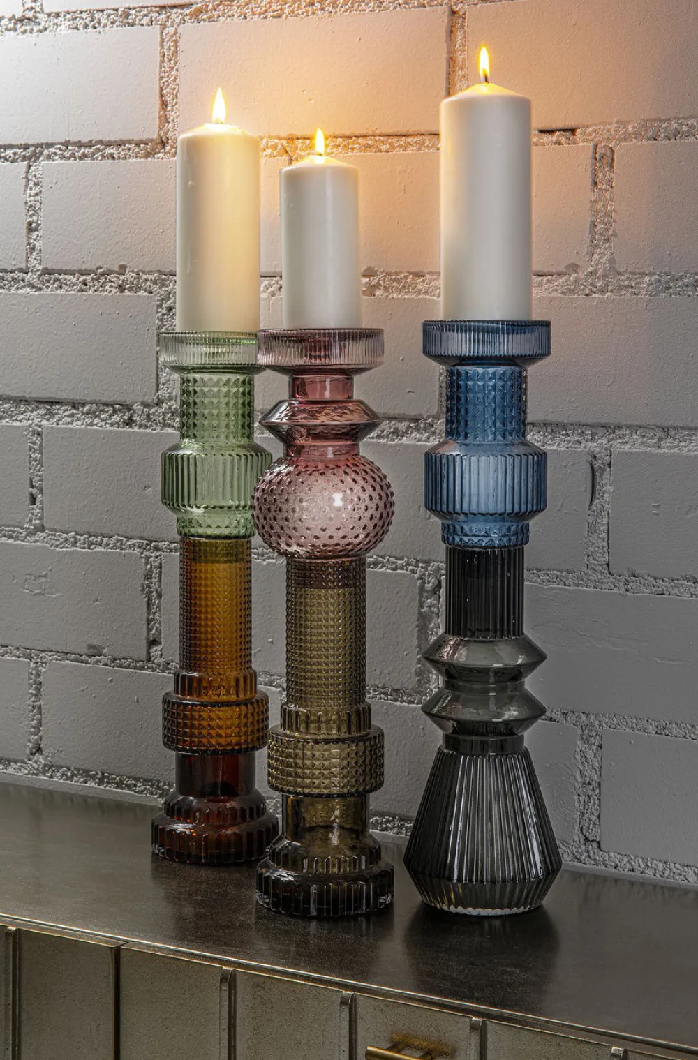 KARE Design Lyhdyt|Kynttilänjalat*Marvelous Duo Purple Grey Kynttilänjalka 49cm