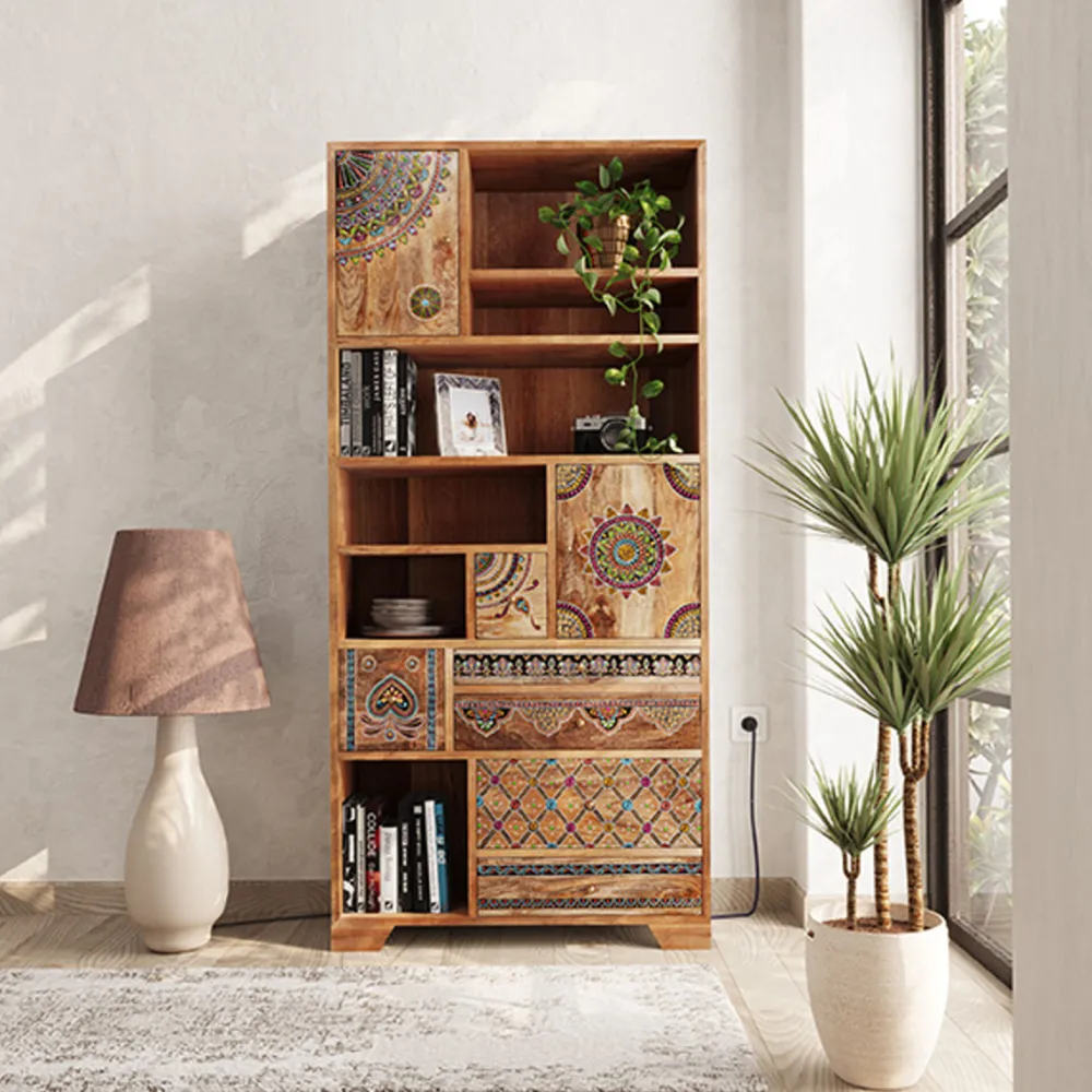 KARE Design Olohuone|Hyllyt*Menorca Kirjahylly Massiivi Mangopuu 90x193cm