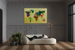 KARE Design Taulut*Metallic Colourful Map Lasitaulu 150x100cm