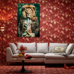 KARE Design Taulut*Mister Lion Leijona Lasitaulu 150x100cm