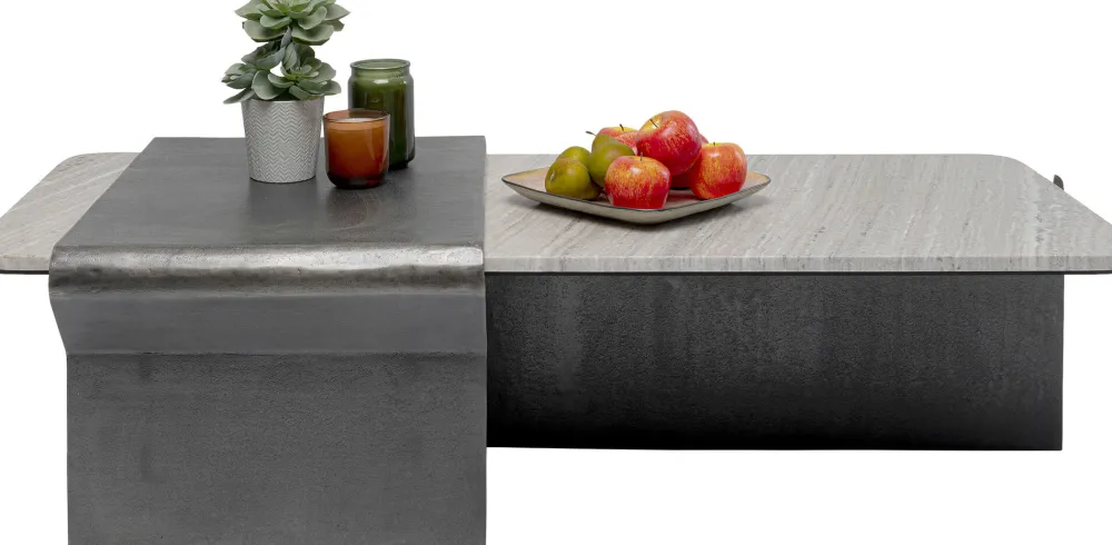 KARE Design Sohvapöydät*Montagna Sohvapöytä Marmoria Ja Metallia 142x70cm