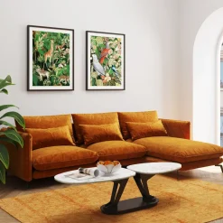 KARE Design Olohuone|Kulmasohvat*Monza Kulmasohva - Samettia, Curry, Oikea 296cm