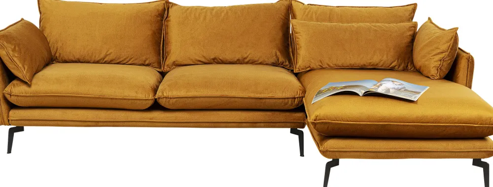 KARE Design Olohuone|Kulmasohvat*Monza Kulmasohva - Samettia, Curry, Oikea 296cm
