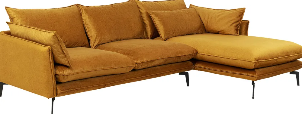 KARE Design Olohuone|Kulmasohvat*Monza Kulmasohva - Samettia, Curry, Oikea 296cm