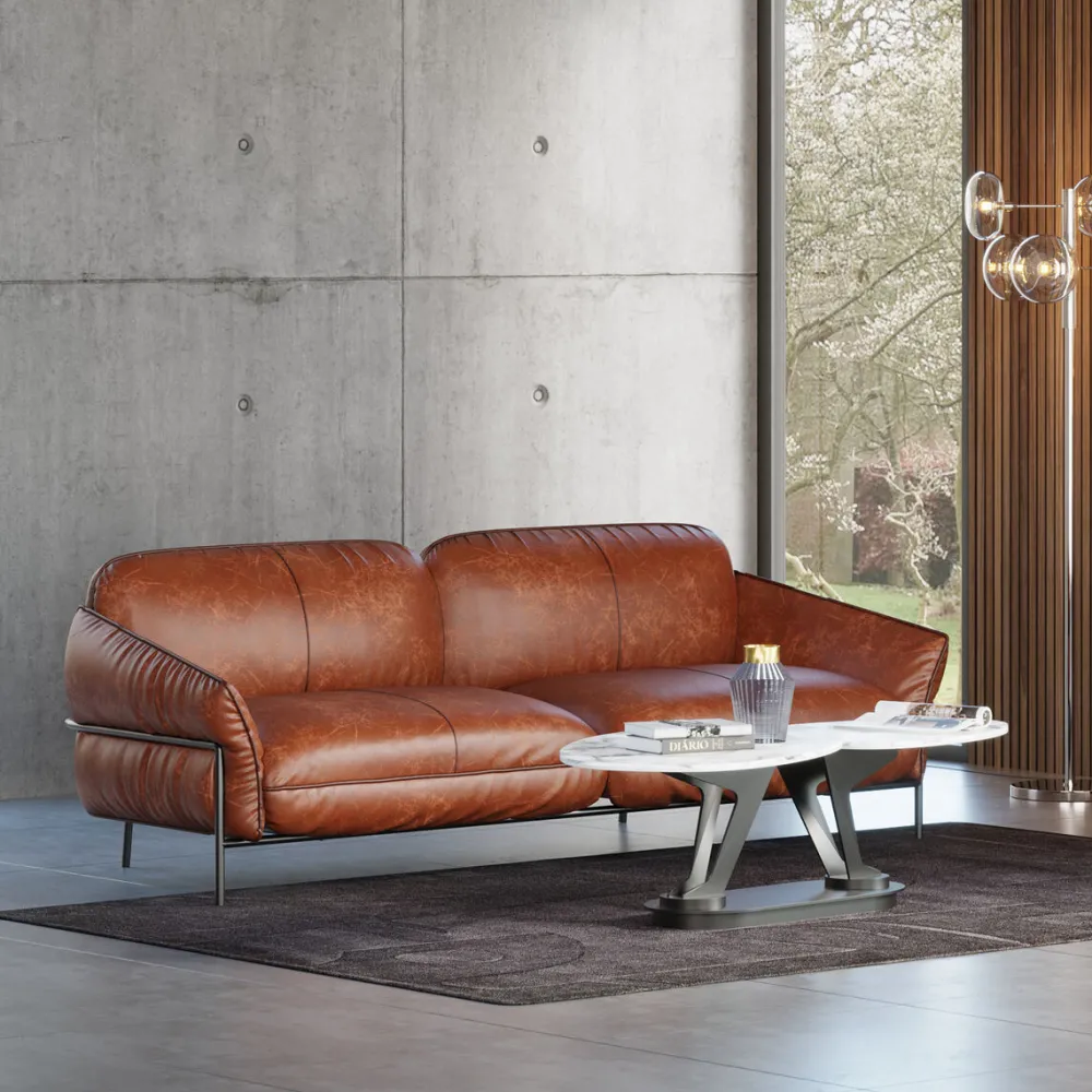 KARE Design Sohvat|Olohuone*Napa Nahkasohva, Ruskea 226cm