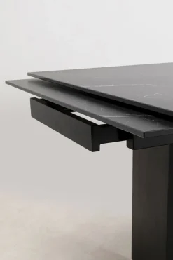 KARE Design Pöydät*Novel Jatkettava Ruokapöytä - Keraaminen Pöytälevy, Musta 180(40+40)x90cm