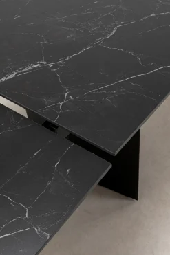 KARE Design Pöydät*Novel Jatkettava Ruokapöytä - Keraaminen Pöytälevy, Musta 180(40+40)x90cm