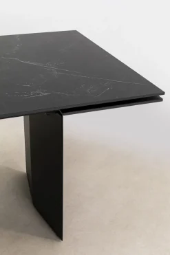 KARE Design Pöydät*Novel Jatkettava Ruokapöytä - Keraaminen Pöytälevy, Musta 180(40+40)x90cm