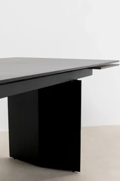 KARE Design Pöydät*Novel Jatkettava Ruokapöytä - Keraaminen Pöytälevy, Musta 180(40+40)x90cm