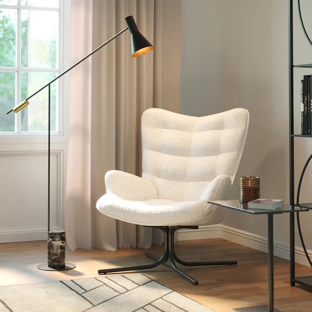 KARE Design Nojatuolit*Oscar Boucle Kääntyvä Nojatuoli, Kermanvärinen