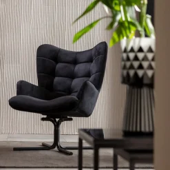 KARE Design Nojatuolit*Oscar Kääntyvä Nojatuoli - Samettia, Musta