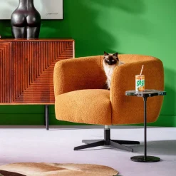 KARE Design Nojatuolit*Peony Fuzzy 360 Kääntyvä Nojatuoli, Teddykarva, Ruskea