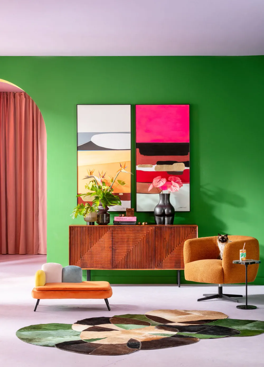 KARE Design Nojatuolit*Peony Fuzzy 360 Kääntyvä Nojatuoli, Teddykarva, Ruskea