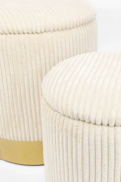 KARE Design Rahit Ja Jakkarat*Plush Jakkara, Palli Kannella, Kermanvalkonen (2/Setti)