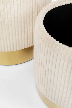 KARE Design Rahit Ja Jakkarat*Plush Jakkara, Palli Kannella, Kermanvalkonen (2/Setti)