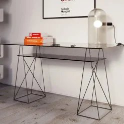 KARE Design Työpöydät*Polar Pöytä, Musta 8mm Temperoitu Lasi 135x65cm