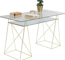 KARE Design Työpöydät*Polar Työpöytä Matta Messinki, 8mm Temperoitu Lasi