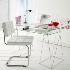 KARE Design Työpöydät*Polar Työpöytä, Toimistopöytä - Kromi, 8mm Temperoitu Lasi