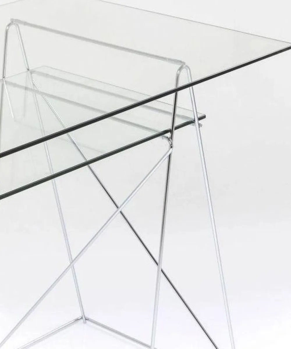 KARE Design Työpöydät*Polar Työpöytä, Toimistopöytä - Kromi, 8mm Temperoitu Lasi