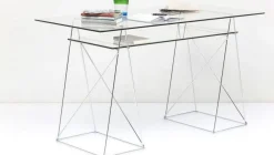 KARE Design Työpöydät*Polar Työpöytä, Toimistopöytä - Kromi, 8mm Temperoitu Lasi