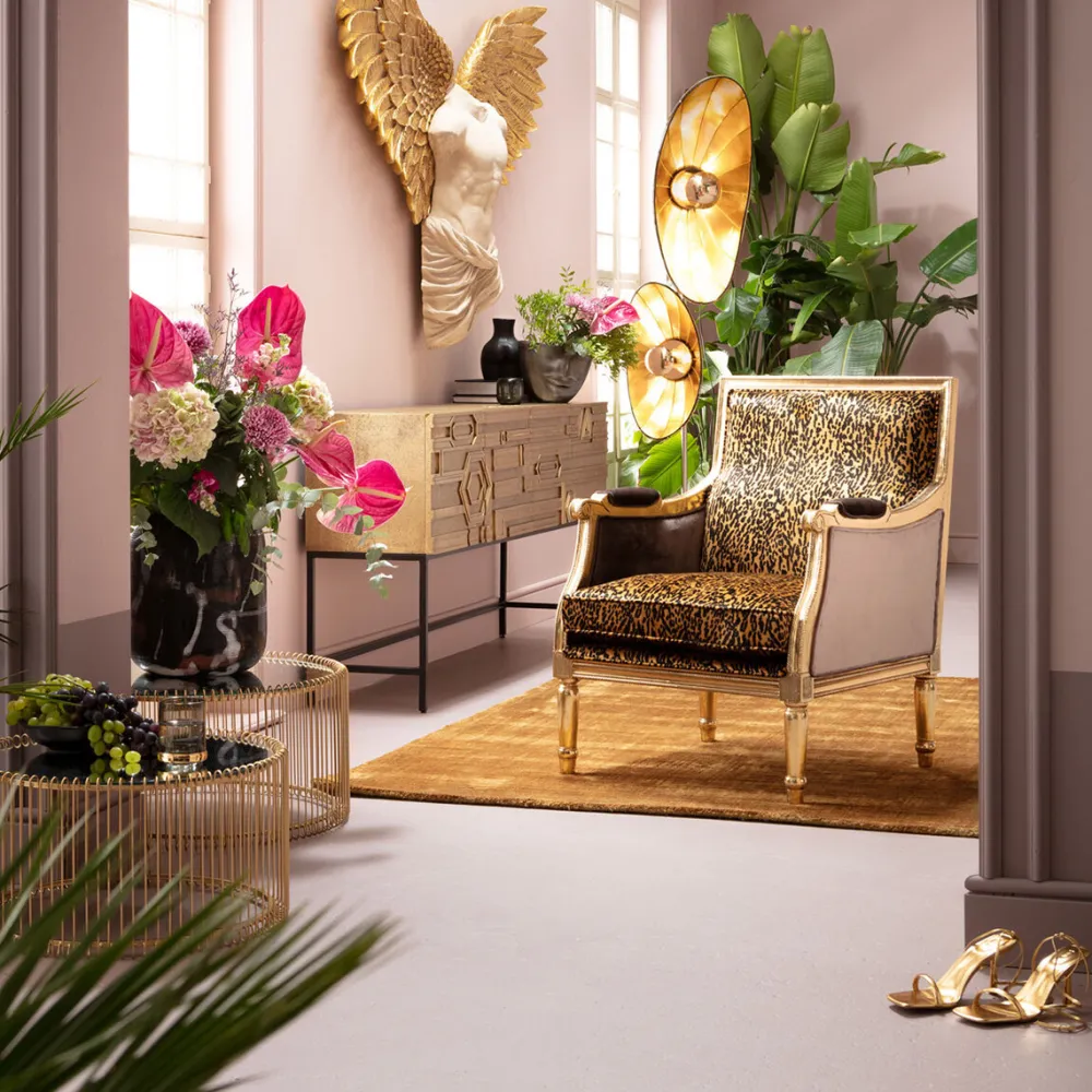 KARE Design Olohuone|Nojatuolit*Regency Leo Nojatuoli - Leopardikuvio, Kulta