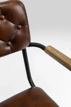 KARE Design Tuolit*Salsa Tuoli Käsinojilla- Nahkaa, Ruskea, Metalli