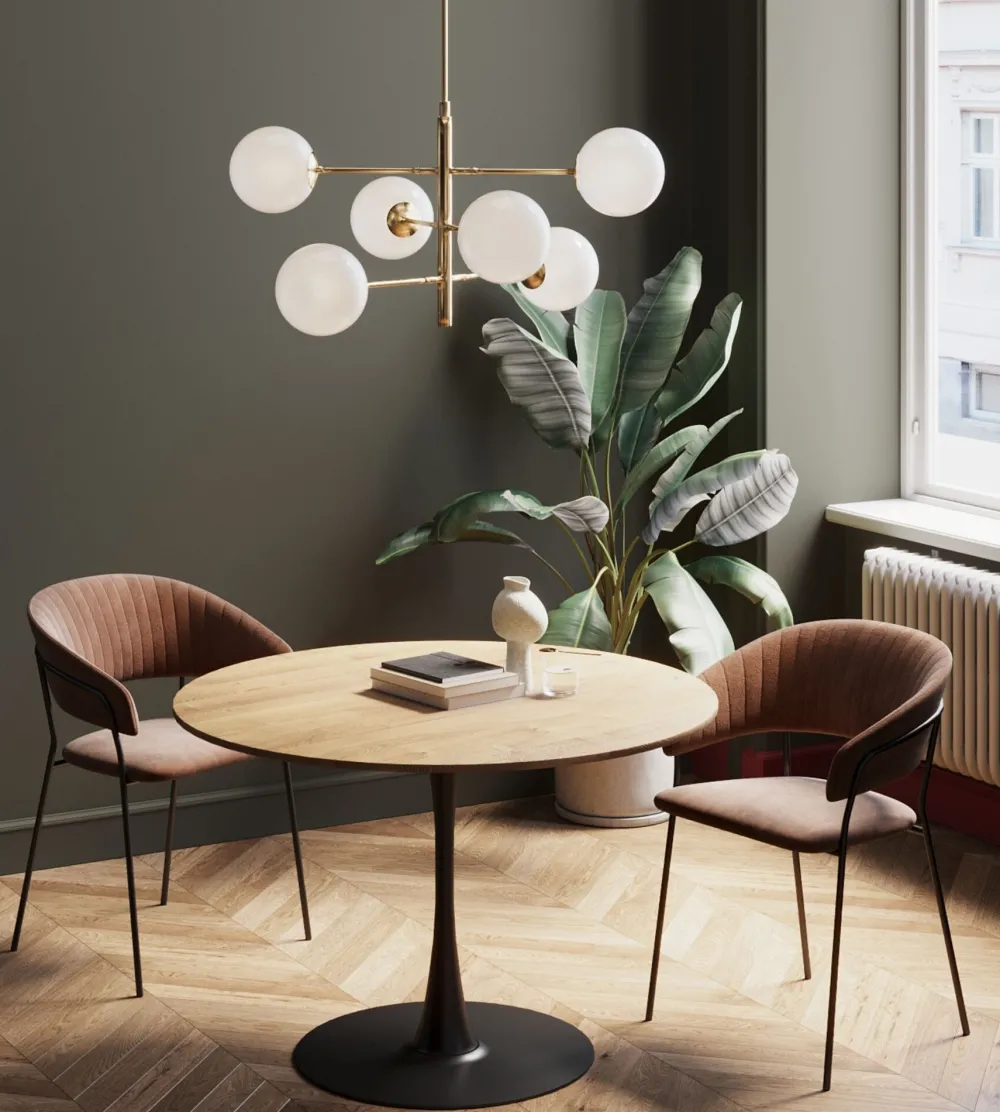 KARE Design Pöydät*Schickeria Pyoreä Ruokapöytä - Tammipinnoite, Musta Ø110cm