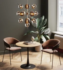 KARE Design Pöydät*Schickeria Pyöreä Ruokapöytä - Tammipinnoite, Musta Ø80cm