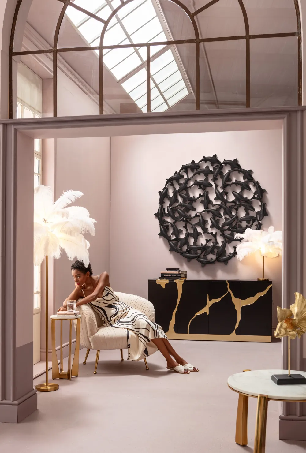 KARE Design Seinäkoristeet*School Of Koi Seinäkoriste - Musta Ø160cm