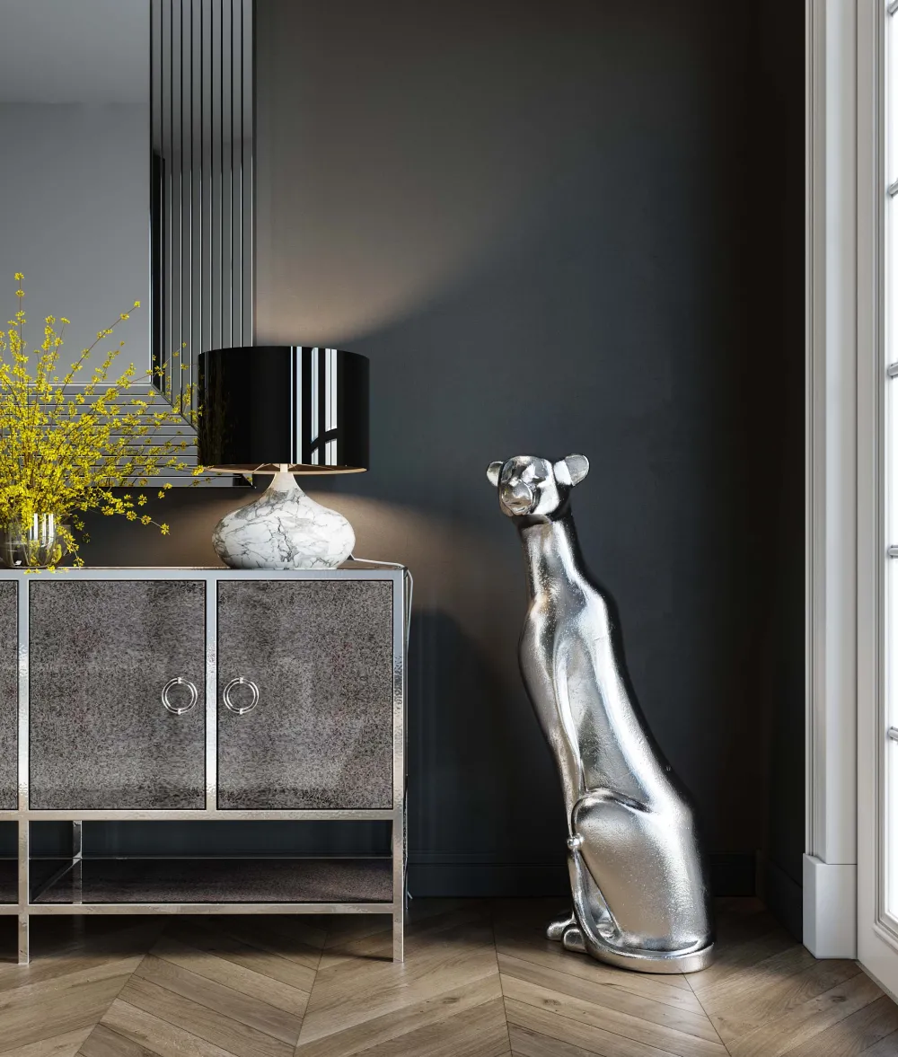 KARE Design Jalalliset Koriste-Esineet*Sitting Leopard Leopardi Koriste-esine, Hopea 150cm