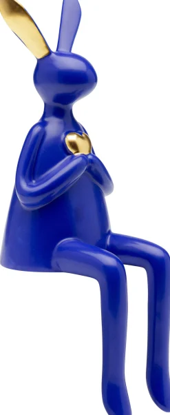 KARE Design Koriste-Esineet*Sitting Rabbit Heart Jänis, Pupu Koriste-esine Sininen 29cm