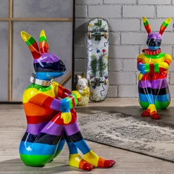 KARE Design Jalalliset Koriste-Esineet*Sitting Rabbit Rainbow Pupu, Jänis Koriste-esine 80cm
