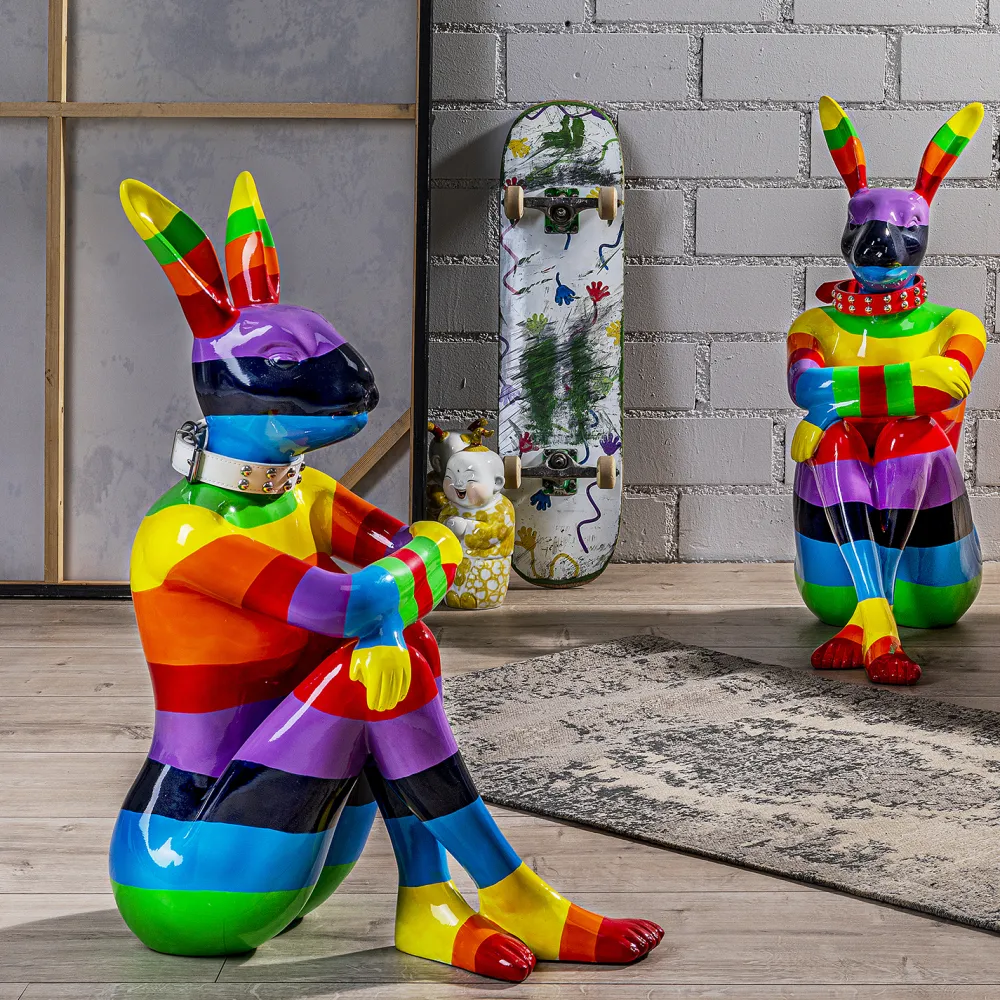 KARE Design Jalalliset Koriste-Esineet*Sitting Rabbit Rainbow Pupu, Jänis Koriste-esine 80cm