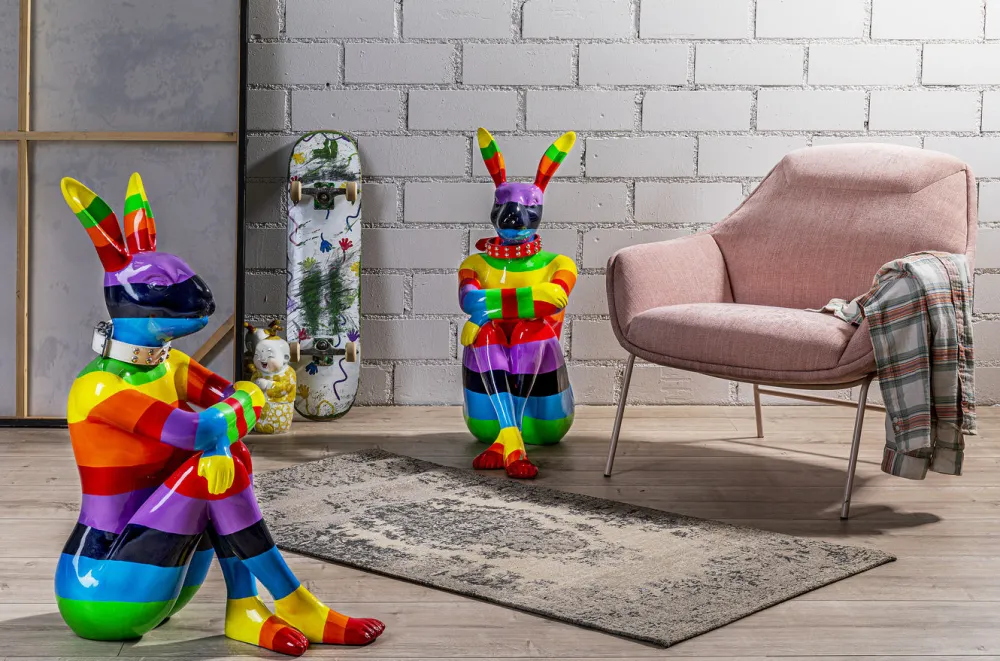 KARE Design Jalalliset Koriste-Esineet*Sitting Rabbit Rainbow Pupu, Jänis Koriste-esine 80cm