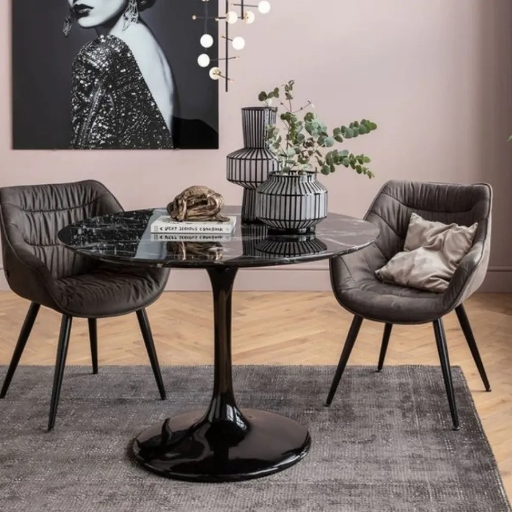 KARE Design Pöydät*Solo Marble Pöytä, Musta Ø110cm