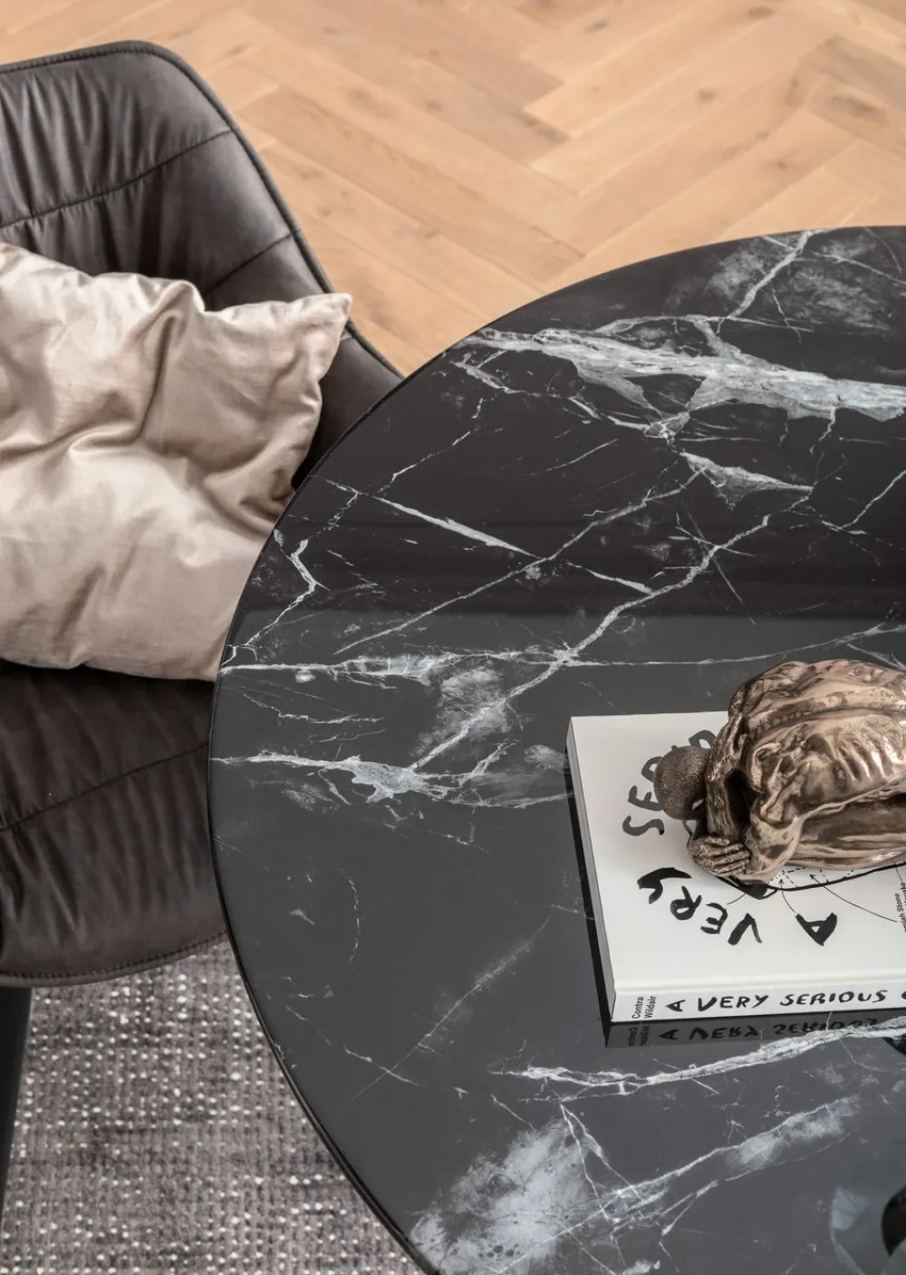 KARE Design Pöydät*Solo Marble Pöytä, Musta Ø110cm