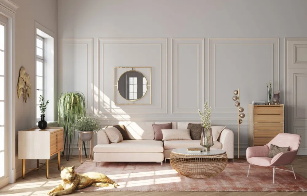 KARE Design Peilit*Stanford Frame Peili, Kulta Ø90cm