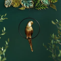 KARE Design Roikkuvat Koriste-Esineet*Swinging Parrot Papukaija Ripustettava Koriste-esine, Kulta
