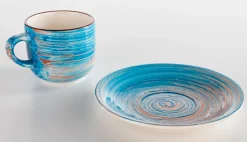 KARE Design Kupit*Swirl Blue Kahvikuppi+lautanen, Sininen (2/osaa)