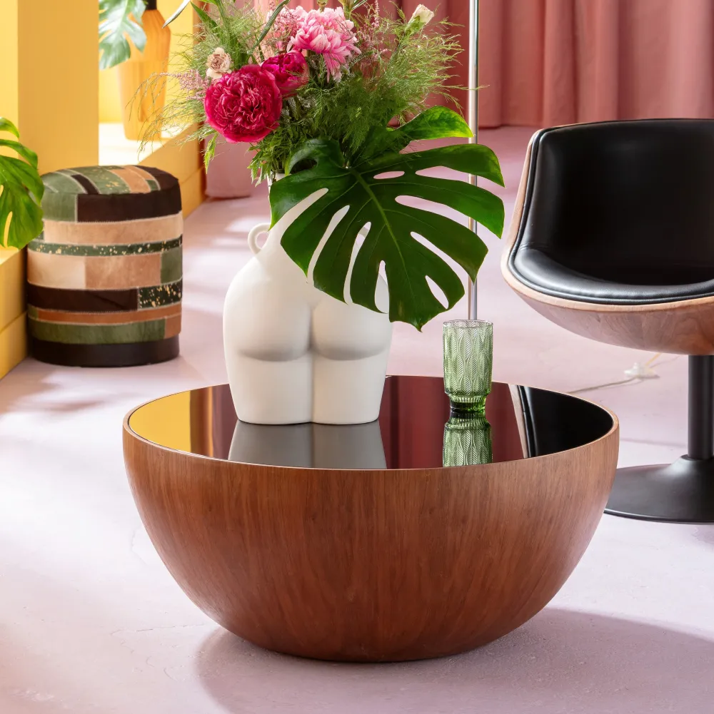 KARE Design Sohvapöydät*Tear Drops Sohvapöytä, Pähkinä Ø80cm