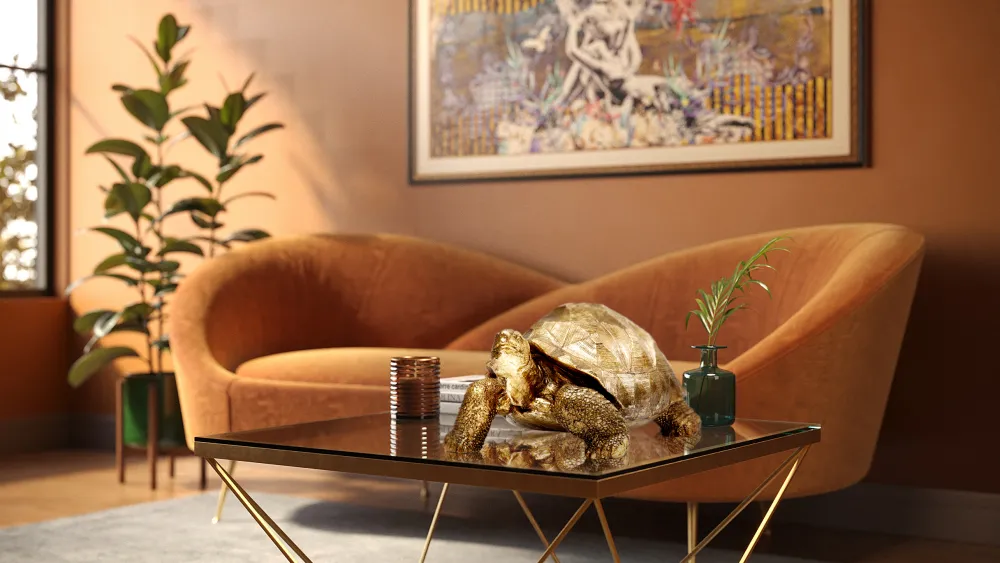 KARE Design Jalalliset Koriste-Esineet*Turtle Gold Medium Kilpikonna, Koriste-esine, Kulta 40cm