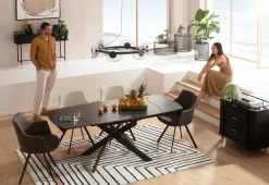 KARE Design Pöydät*Twist Jatkettava Ruokapöytä - Musta 120(30+30)x90cm