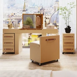 KARE Design Konsolipöydät Ja Sivupöydät*Venezia Meikkipöytä, Pöytä Peilillä Sekä Säilytystilalla, Tuoli, Kermanvärinen